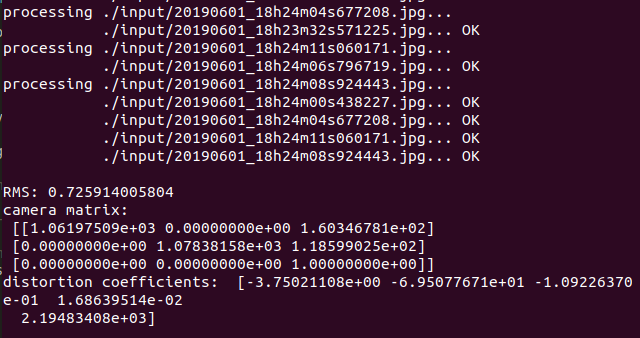 OpenMV Cam Calibration Output