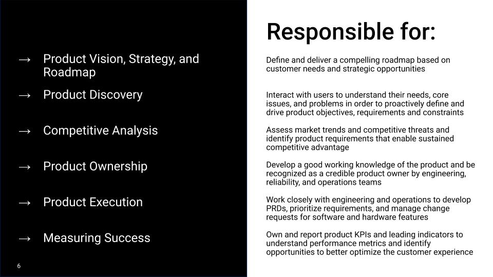 Product Team Vision - Responsibilities