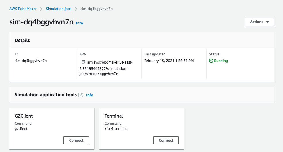 AWS RoboMaker Simulation Details